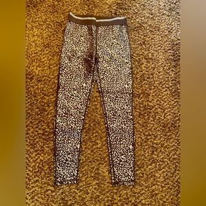 Metallic leopard print purple leggings size large